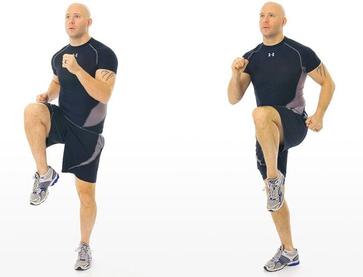 Increase efficiency by running in place with high knees