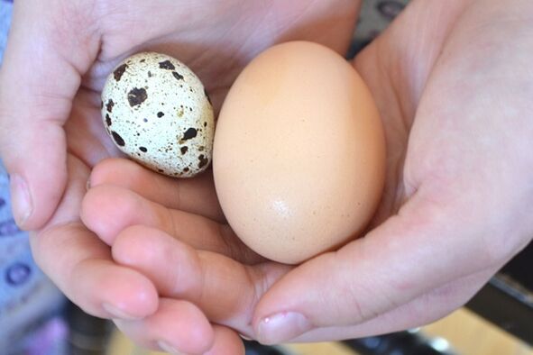 Chicken and quail eggs